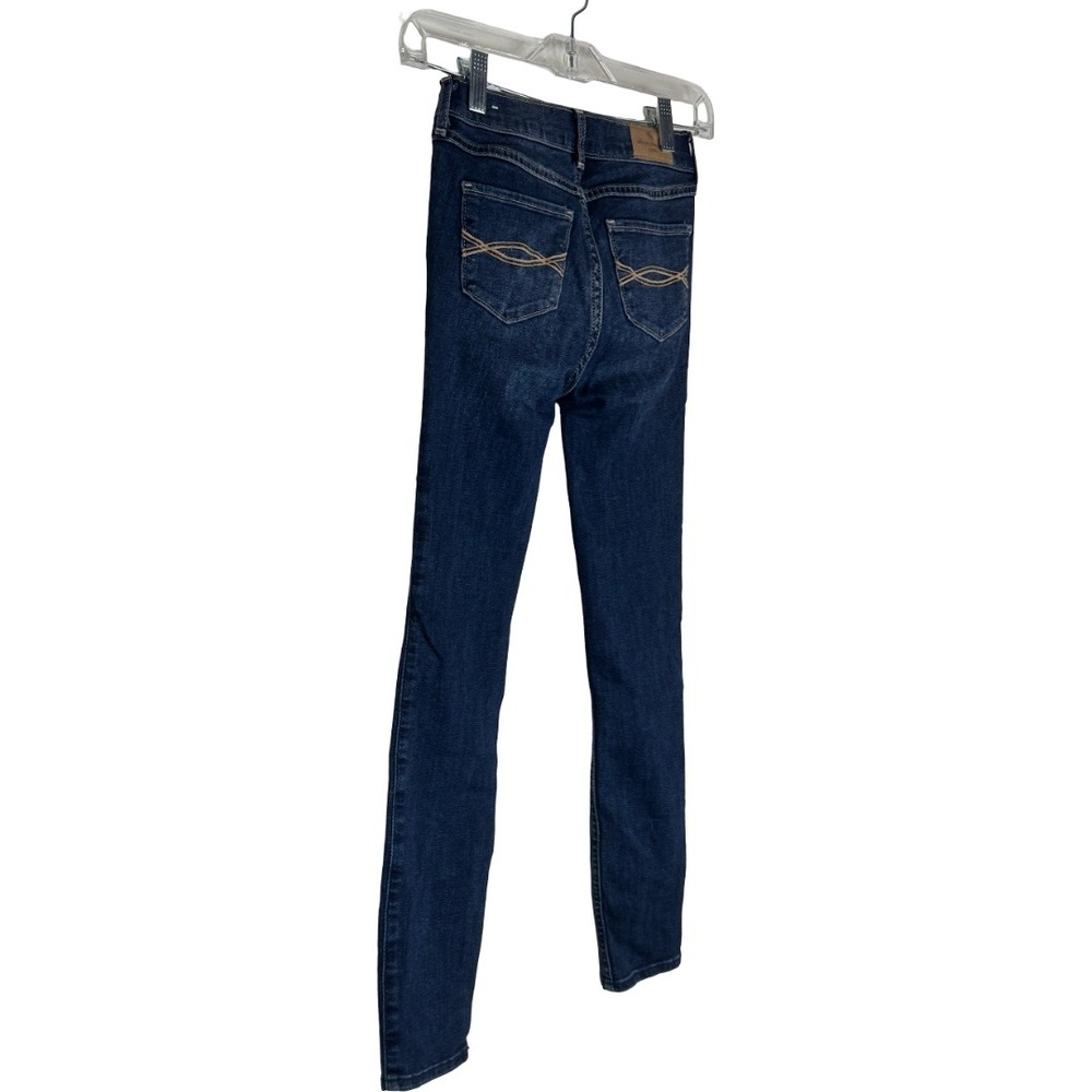 Abercrombie Kids High Rise Jean Legging 11/12 Slim Dark Wash Distressed Ripped - Picture 5 of 9